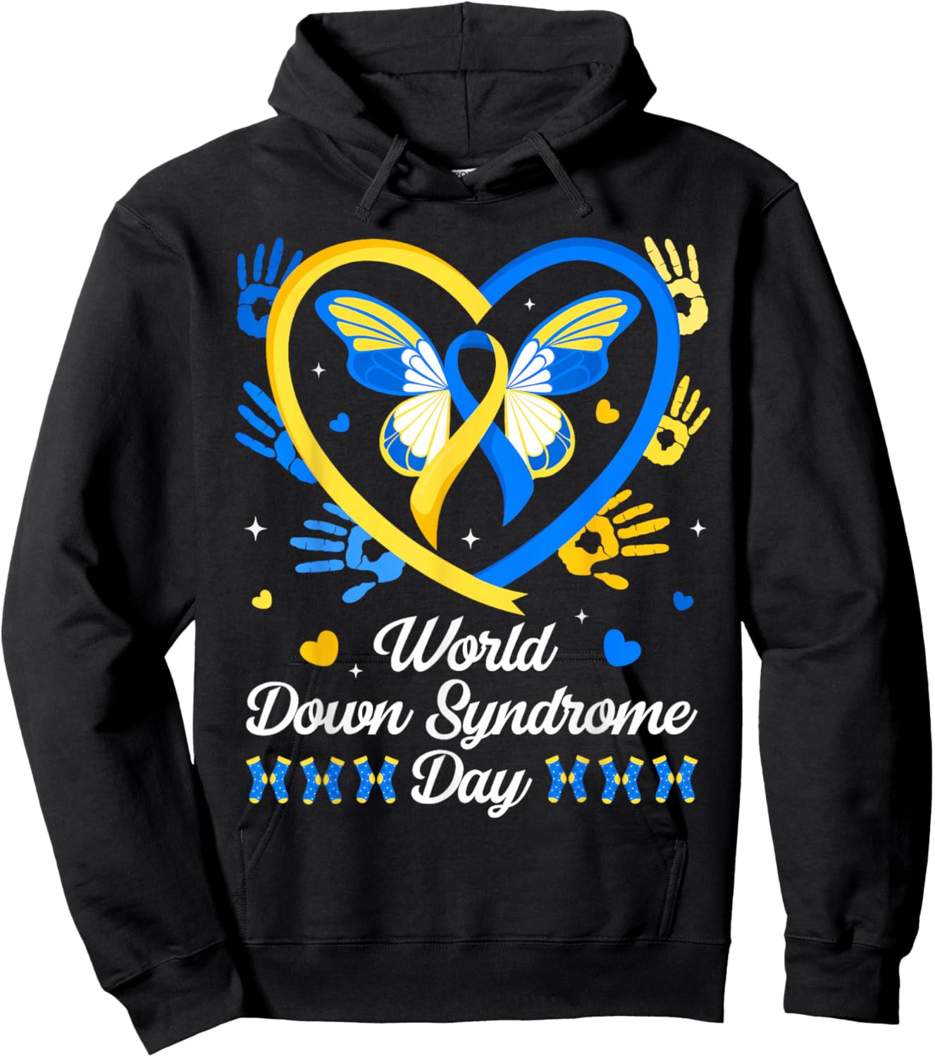 World Down Syndrome Day Awareness Rock Your Socks T21 Heart Hoodie - Hoodie | Black