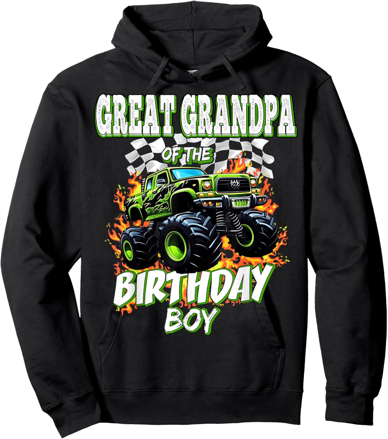 Great Grandpa of The Birthday Boy Monster Truck Birthday Kid Hoodie - Hoodie | Black