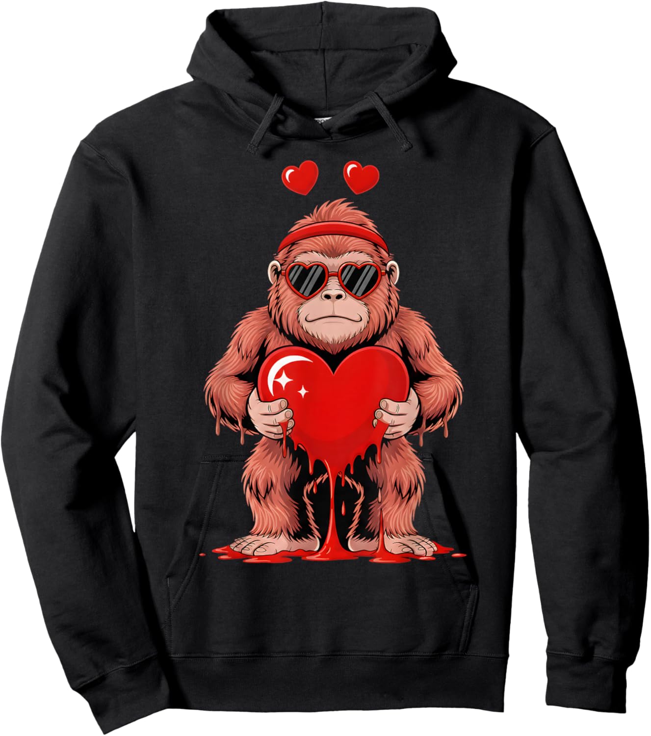 Valentines Day Bigfoot Cute Valentine Sasquatch Hoodie - Hoodie | Black