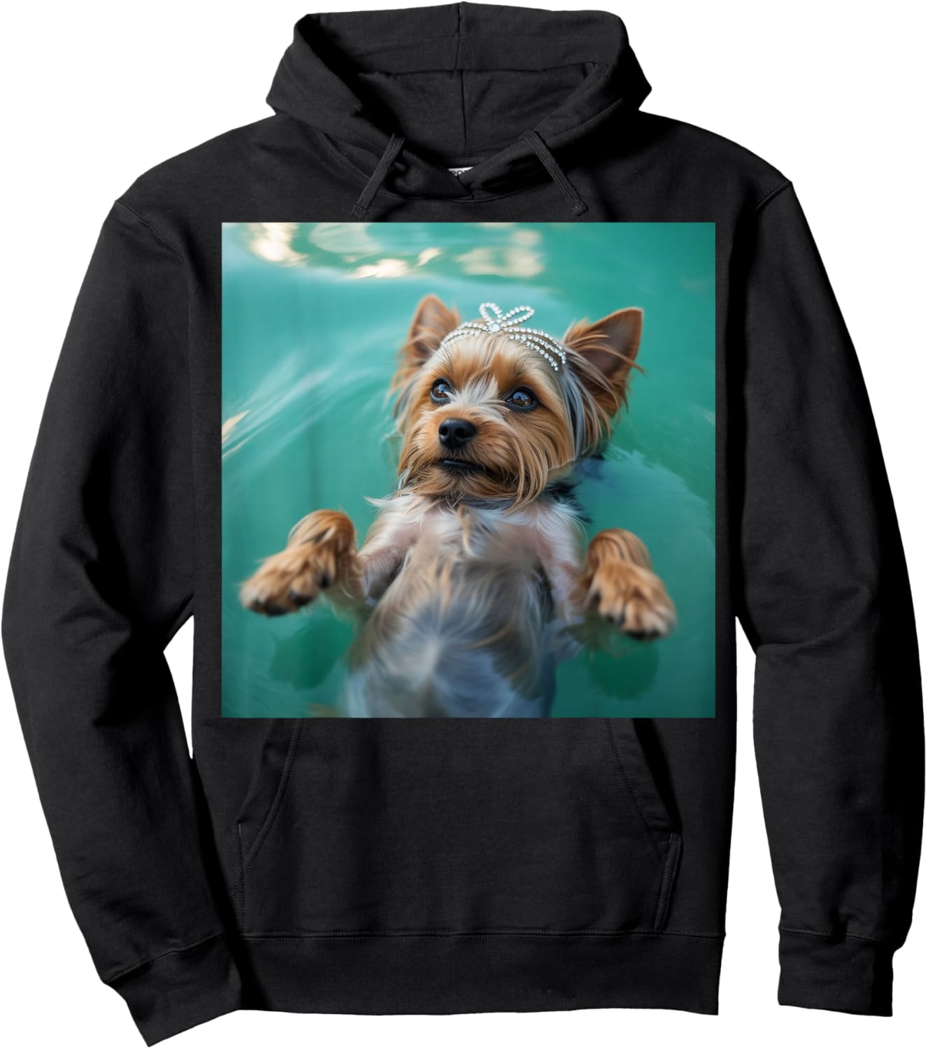 Funny Yorkshire Terrier Dog Swimming Showgirl Water Art Hoodie - Hoodie | Black