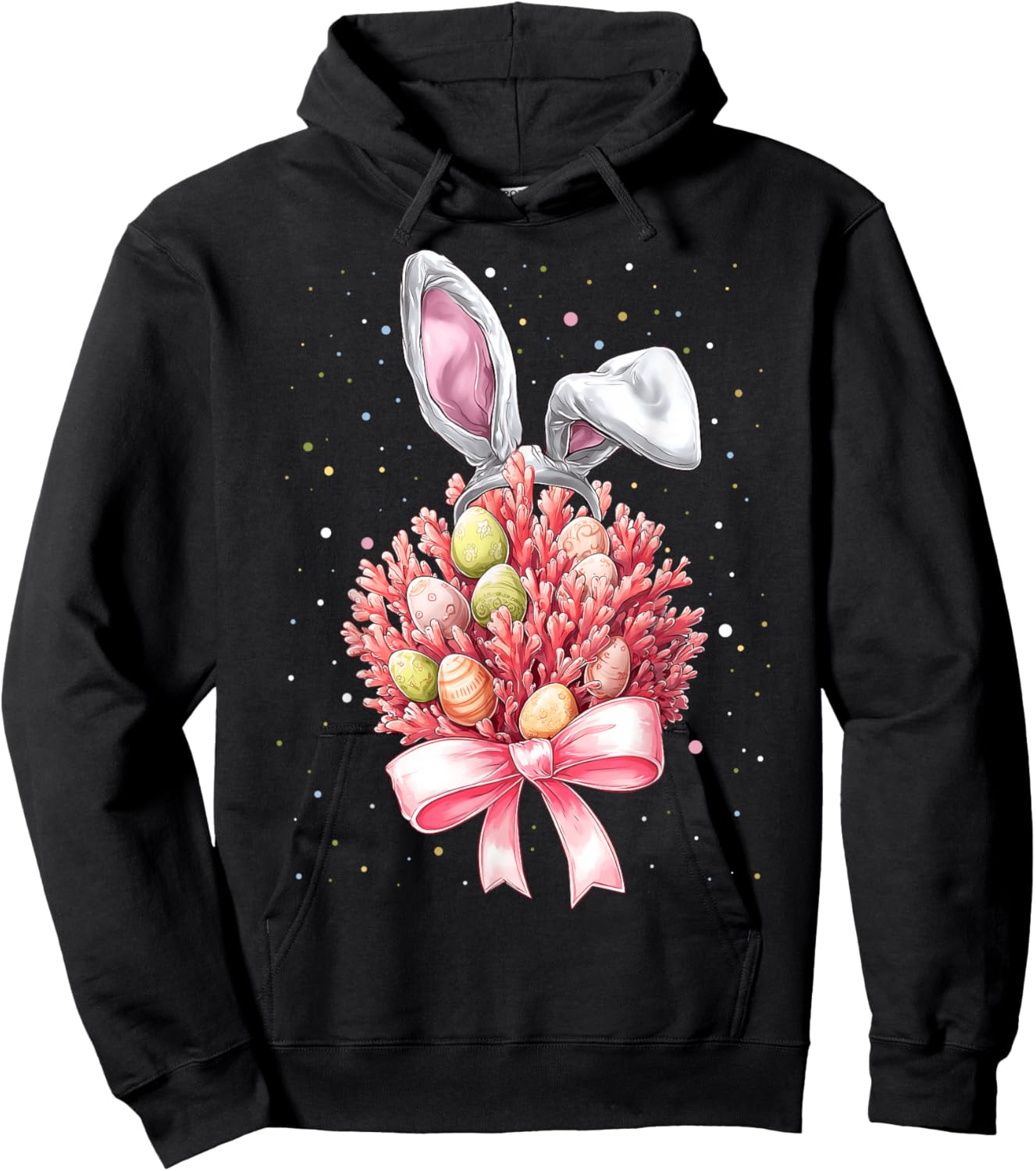 Coral Reef Sea Ocean Easter Rabbit Eggs Bunny Ears Hoodie - Hoodie | Black