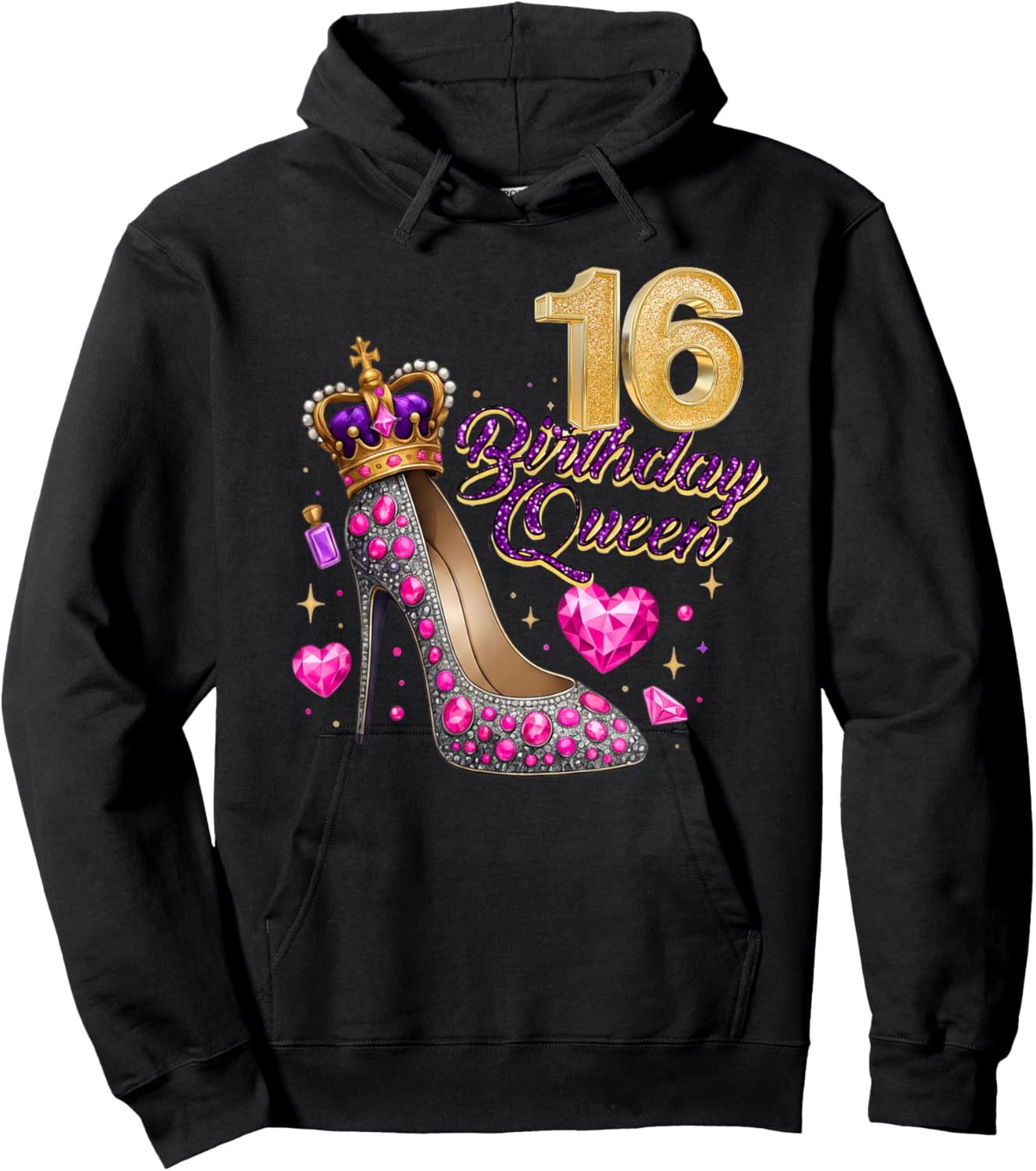 Sweet 16 Birthday Girl – Cute 16th Birthday Queen Hoodie - Hoodie | Black