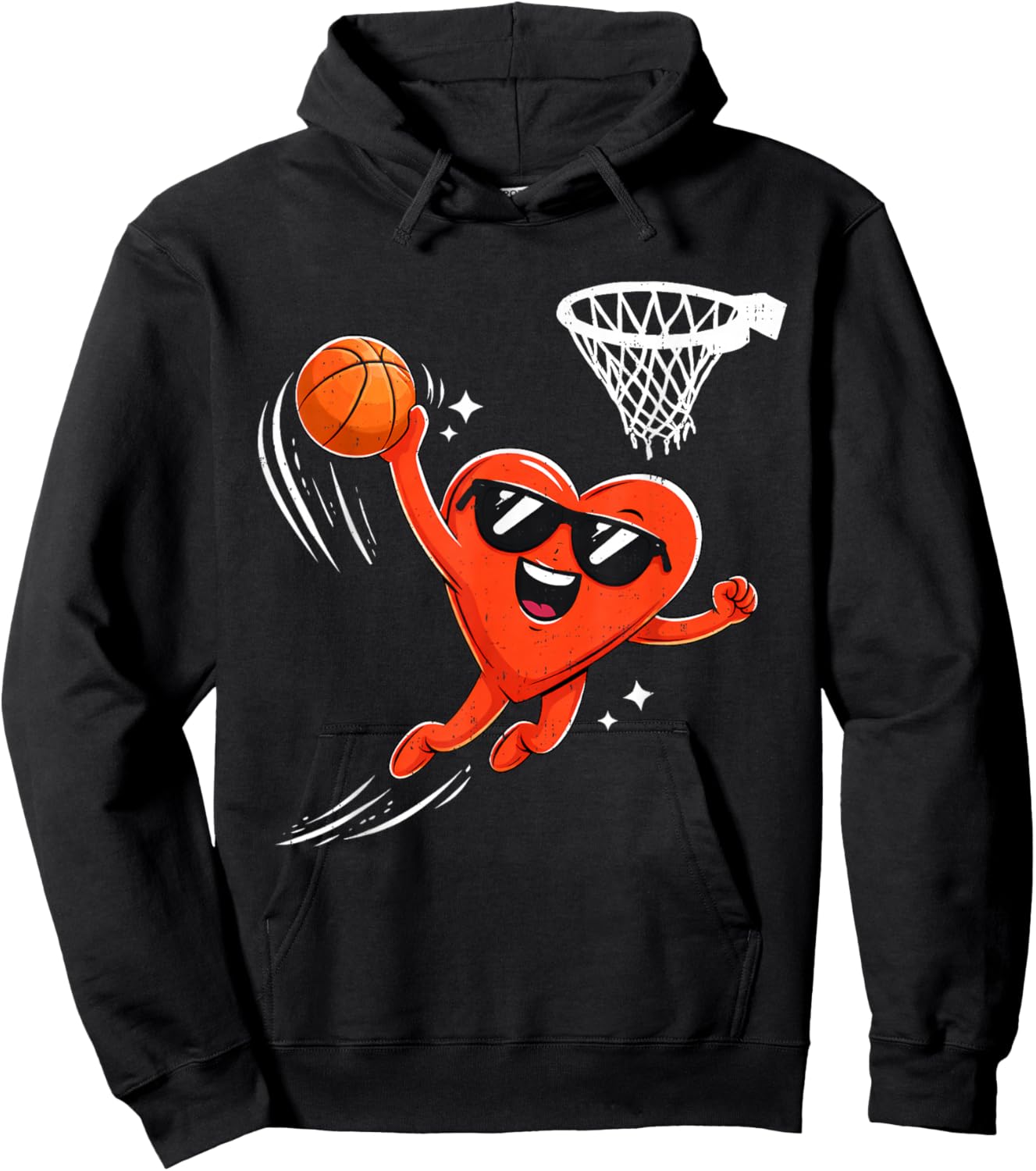 Valentine Basketball Heart Sport Valentines Day Men Boy Kids Hoodie - Hoodie | Black