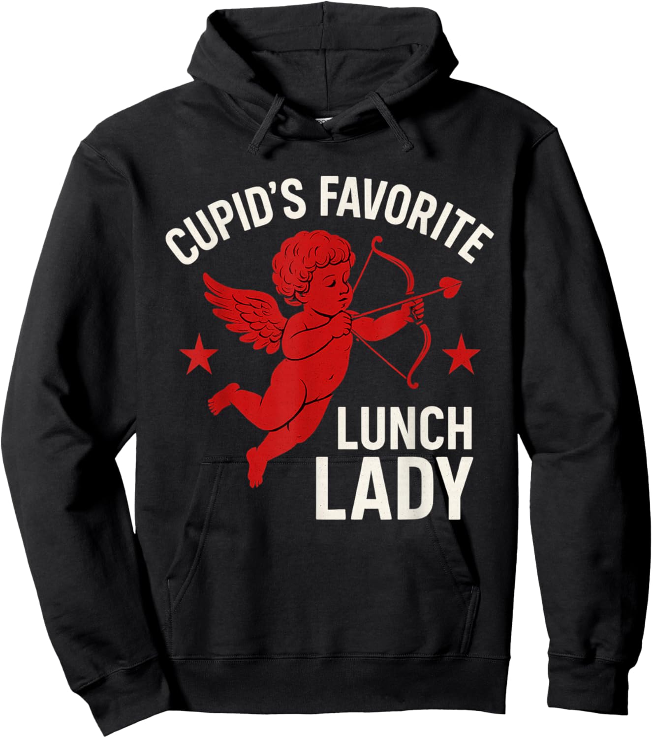 Valentines Day Cupid's Favorite Lunch Lady Cafeteria Worker Hoodie - Hoodie | Black