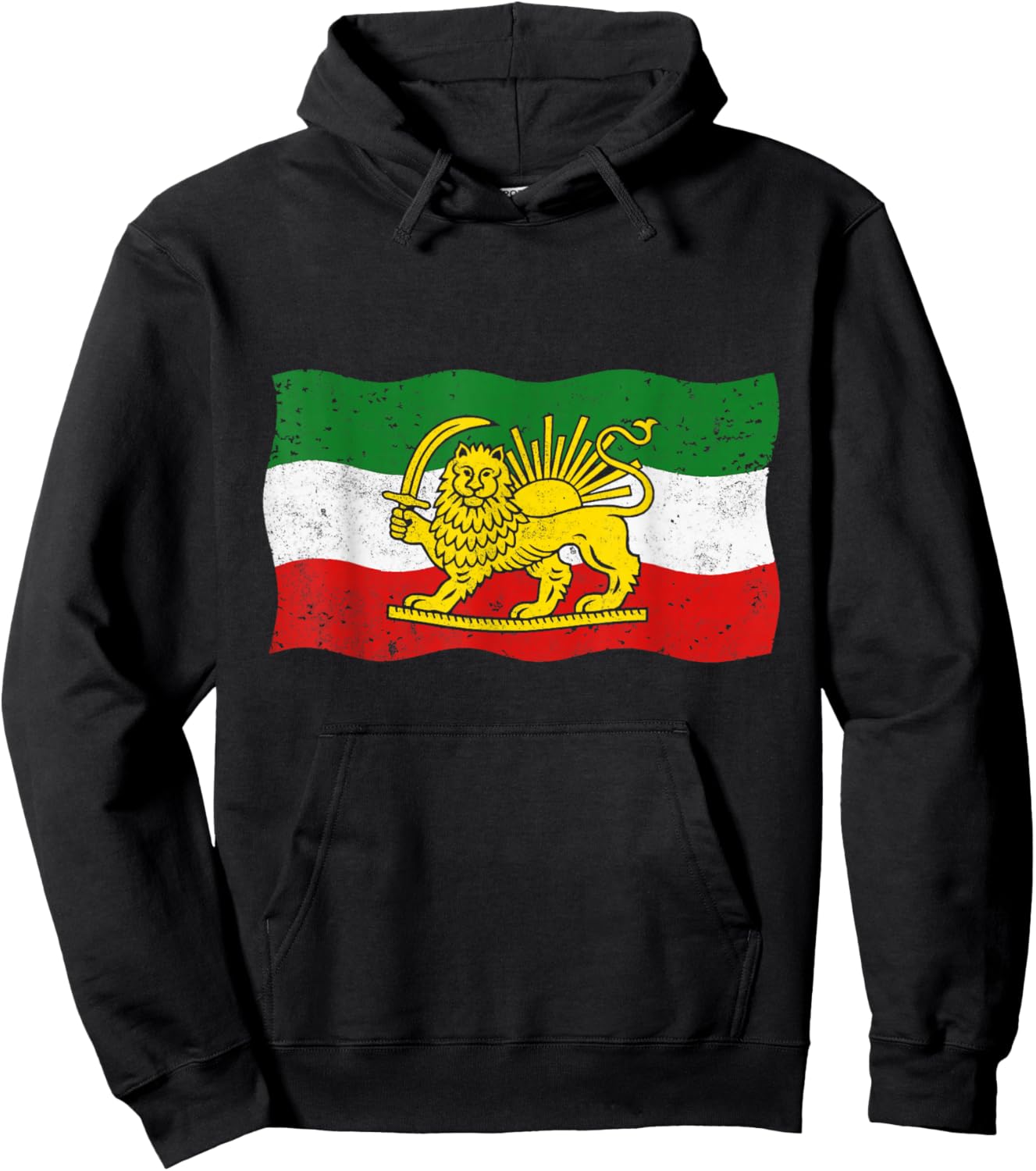 Iran Lion and Sun Flag Hoodie - Hoodie | Black