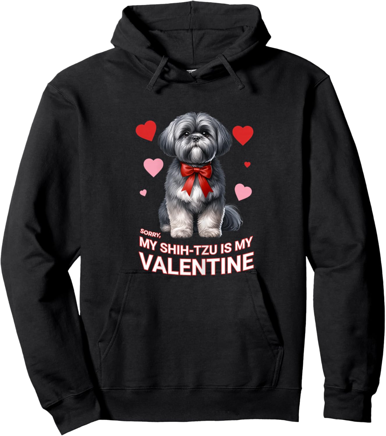 My Shih Tzu is My Valentine Dog Lover Design Hoodie - Hoodie | Black