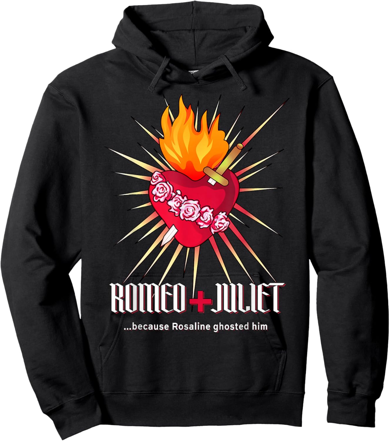 Romeo + Juliet Sacred Heart, Gothic Romance Tragic Love Hoodie - Hoodie | Black