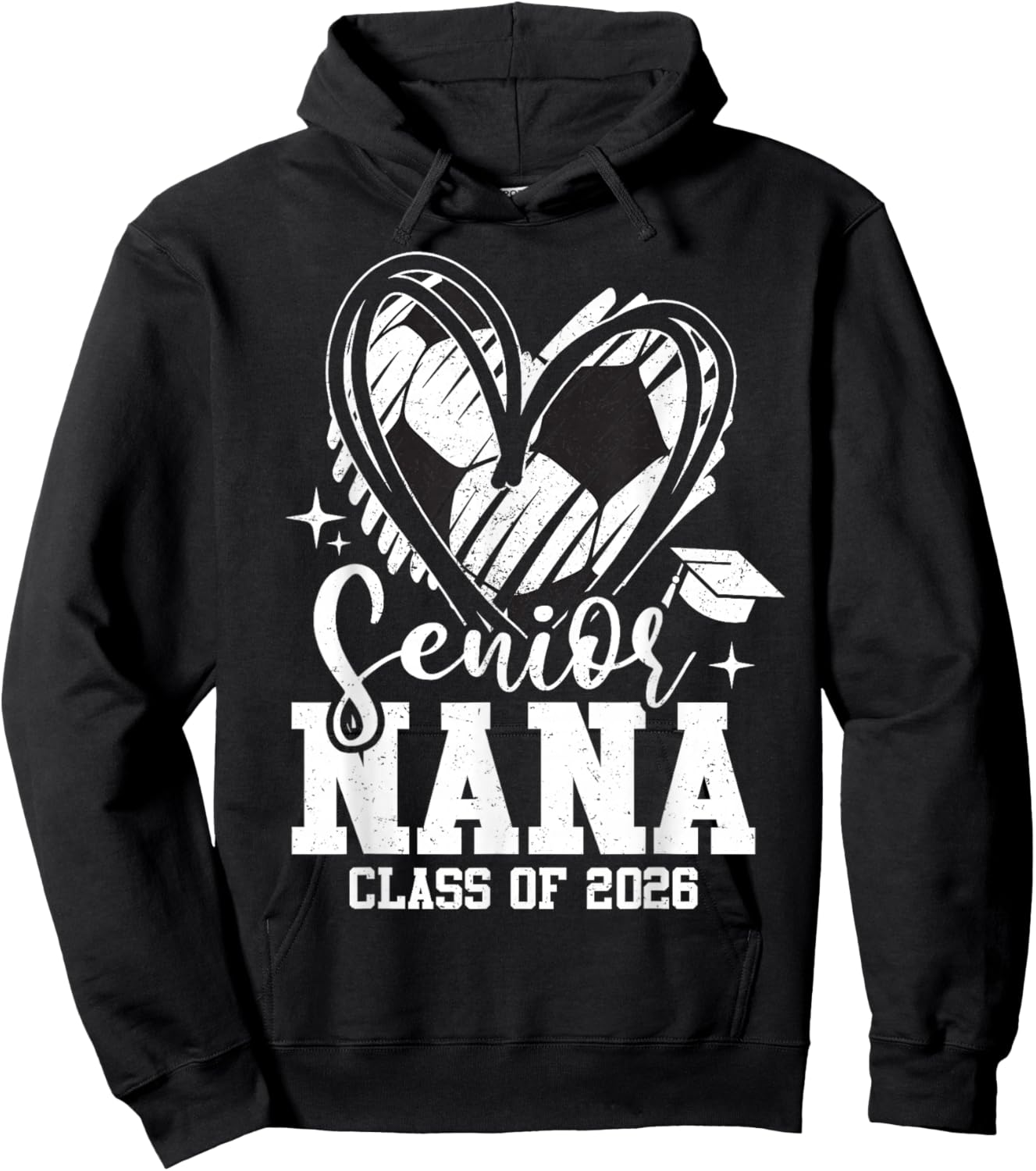 Senior Nana Class of 2026 Soccer Graduation Heart Hoodie - Hoodie | Black