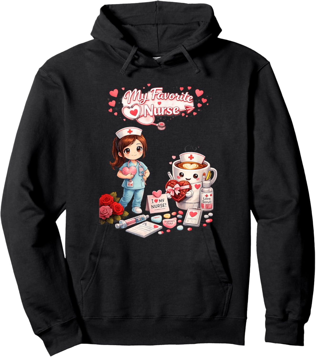 Nurse be My Valentine Hoodie - Hoodie | Black