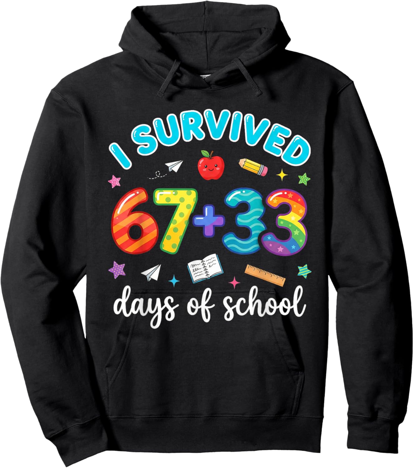 I Survived 100 Days of 67 Funny Meme 100th Day of School 6 7 Hoodie - Hoodie | Black