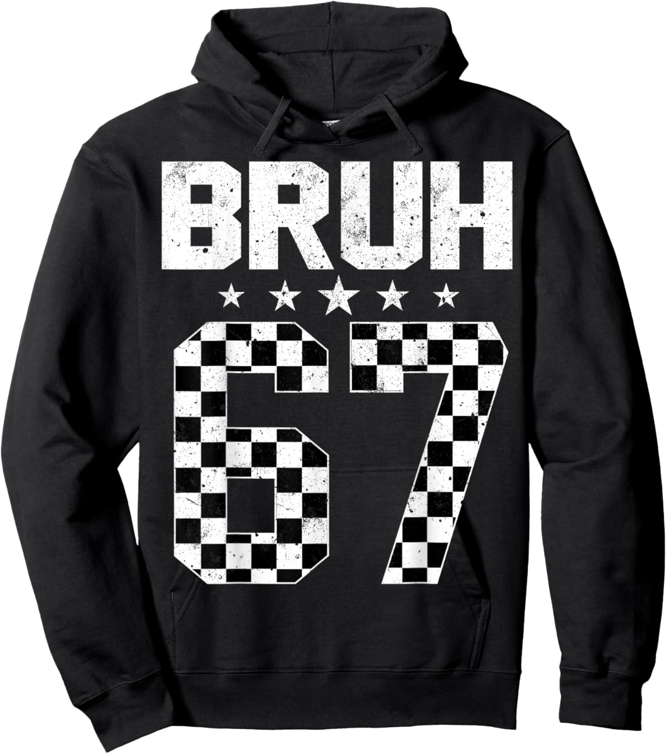 Bruh 67 Six Seven Meme Funny Gen Alpha Slang Trendy Hoodie - Hoodie | Black