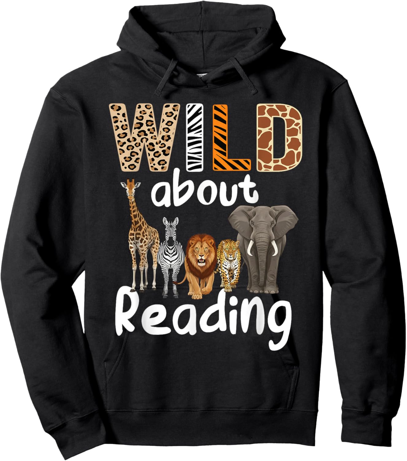 Wild About Reading Books Reader Teachers Kids Librarian Hoodie - Hoodie | Black