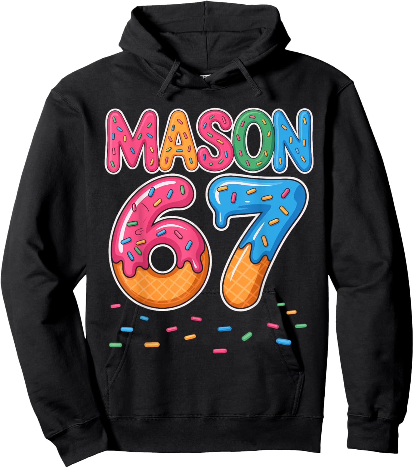 Ice Cream Drip Mason Six Seven 6 7 Gen Alpha Slang Meme 67 Hoodie - Hoodie | Black