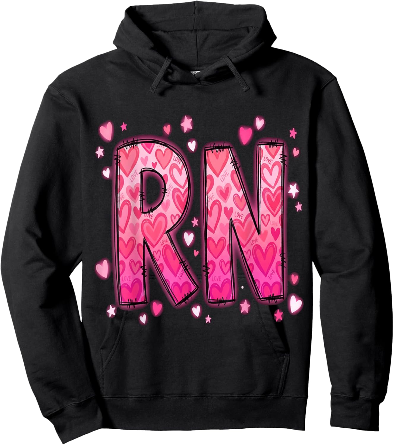 Healthcare Heart Registered Nurse RN Valentines Nurses Hoodie - Hoodie | Black