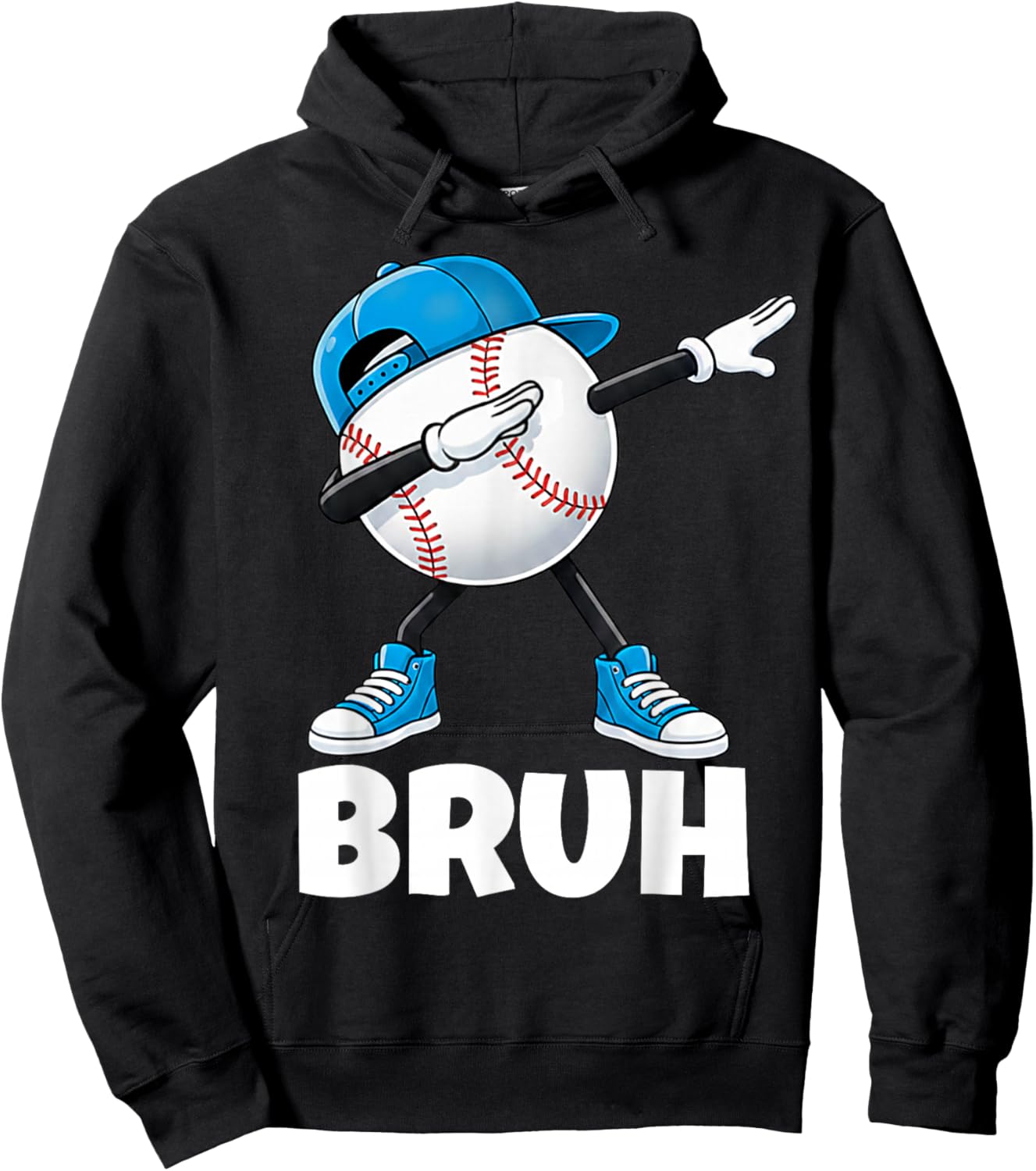 Boys Baseball Teen Apparel Cute Meme Bruh Hoodie - Hoodie | Black