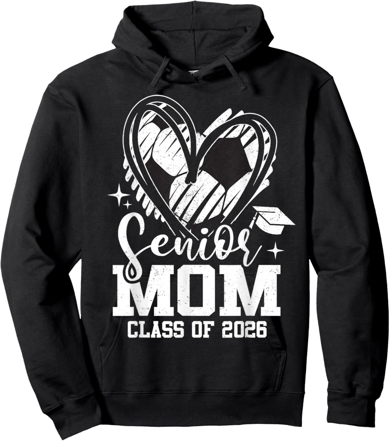 Senior Mom Class of 2026 Soccer Graduation Heart Hoodie - Hoodie | Black