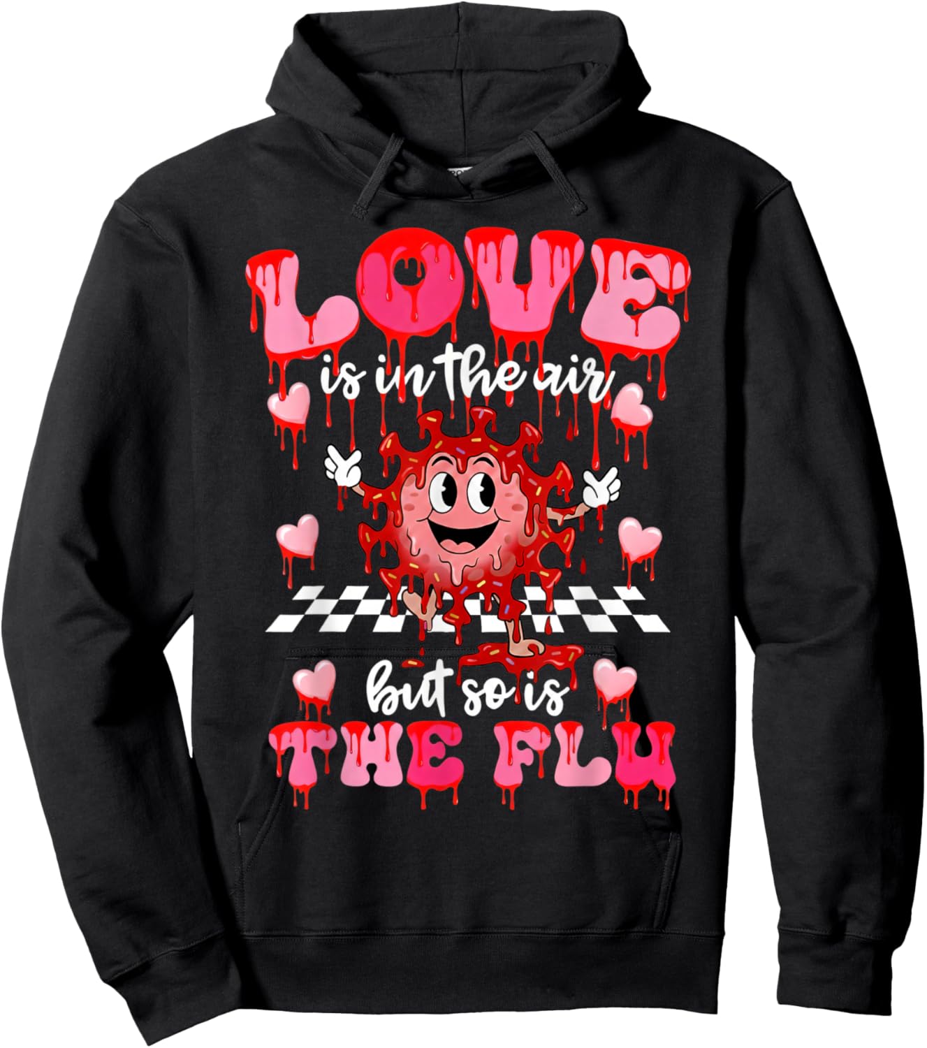 Valentine Nurse Funny Love is in The Air Flu Humor Hoodie - Hoodie | Black