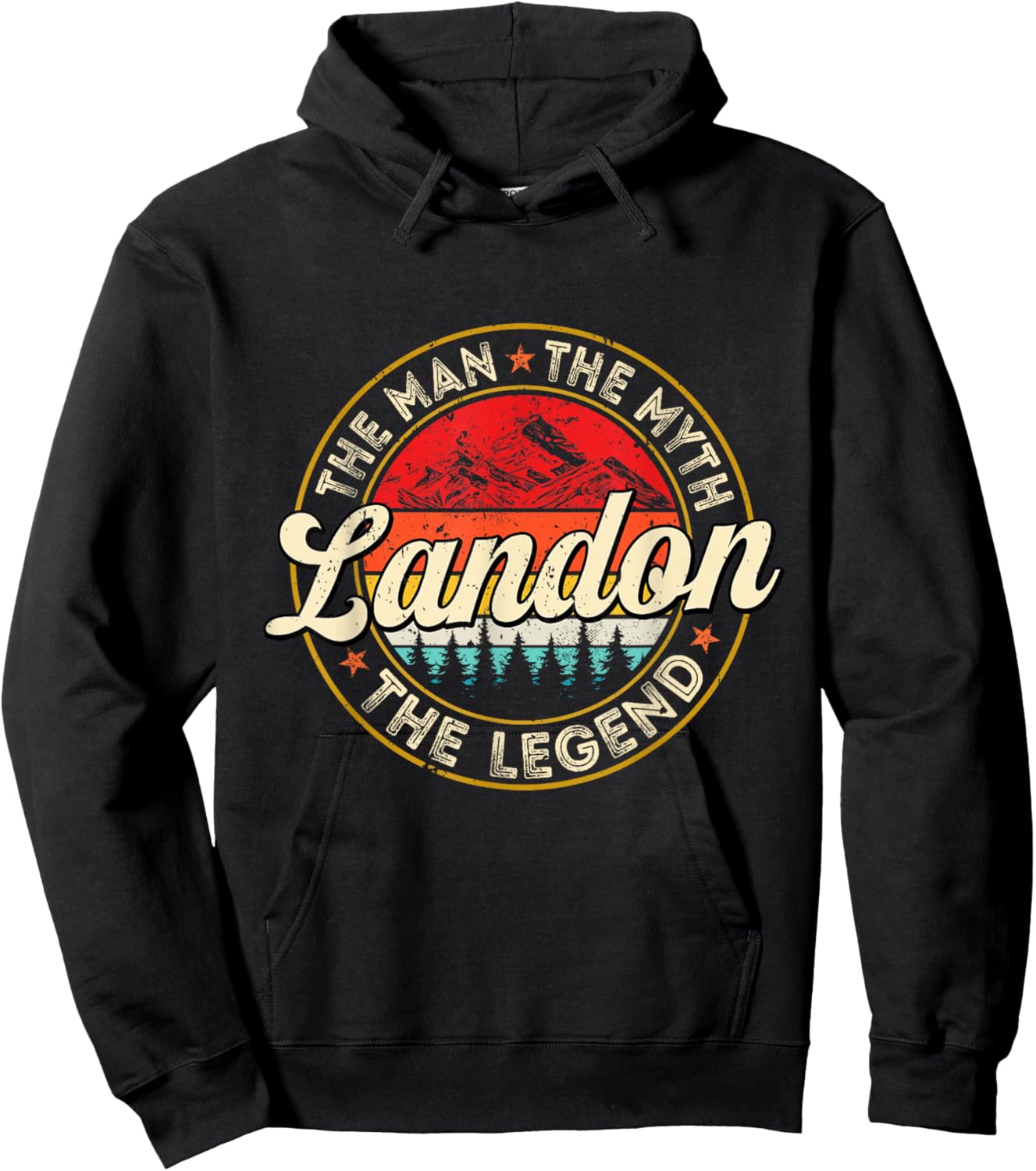 Landon The Man The Myth The Legend Personalized Name Hoodie - Hoodie | Black