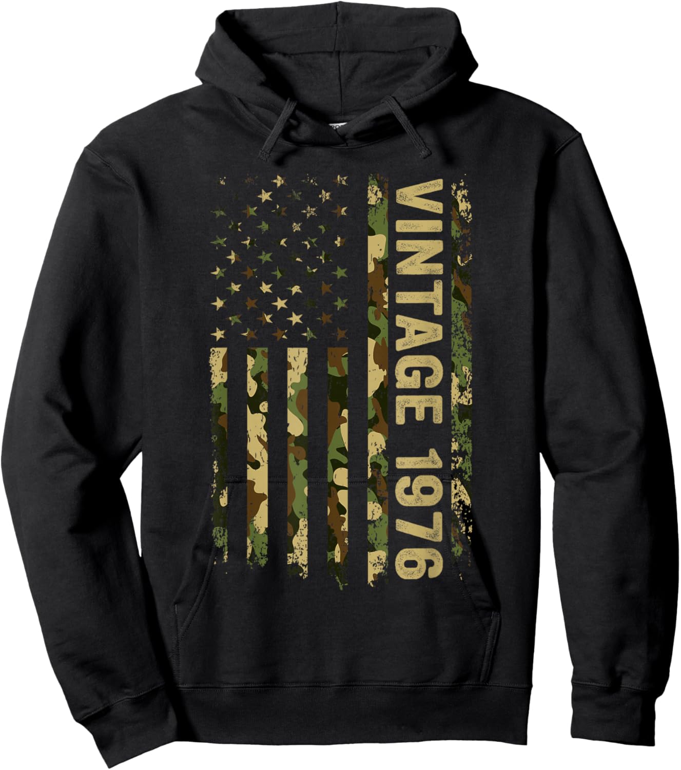 50th Birthday Gifts Vintage 1976 American Flag 50 Year Old Hoodie - Hoodie | Black