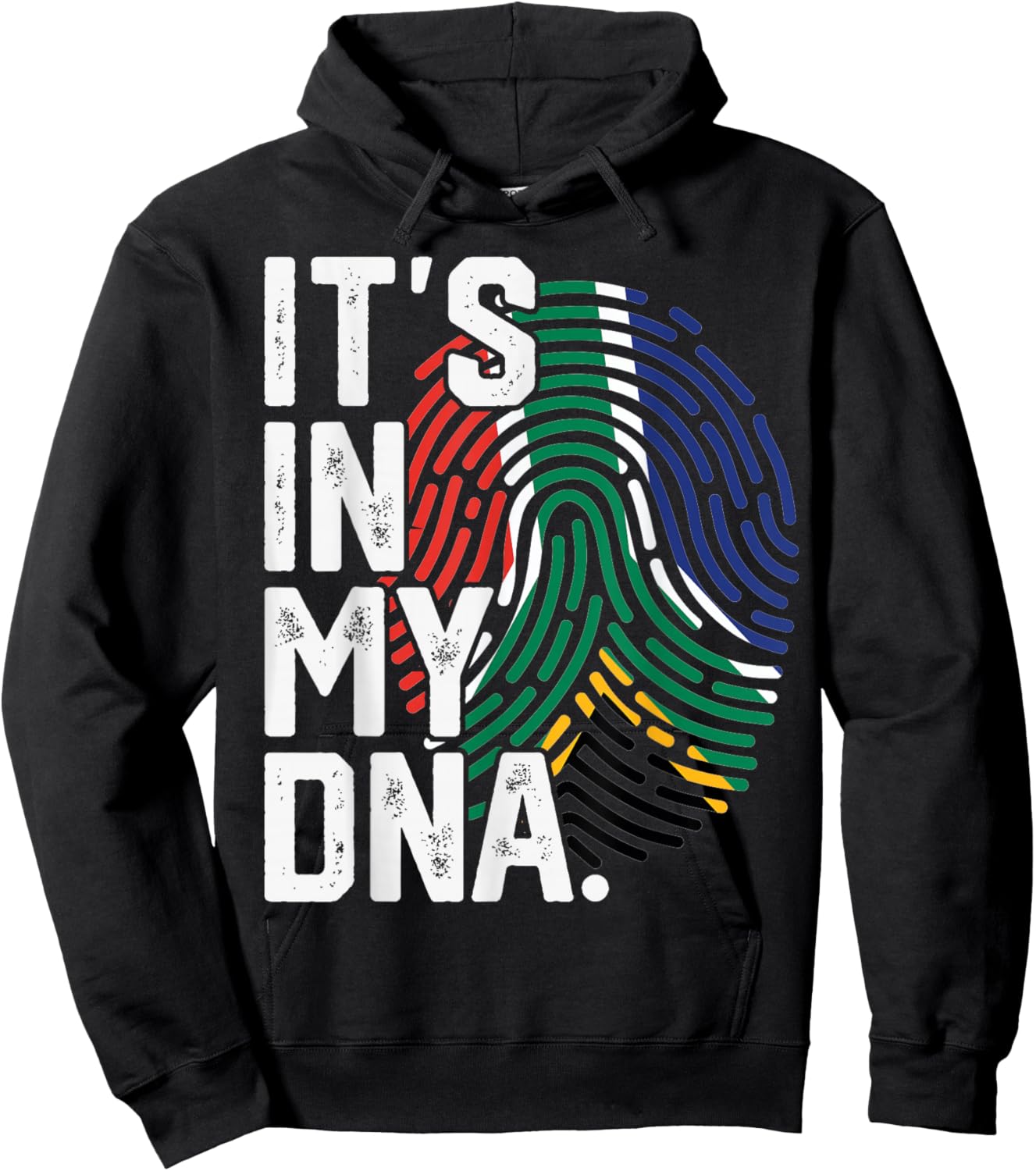 South Africa Roots Flag Fingerprint Graphic Patriotic Hoodie - Hoodie | Black