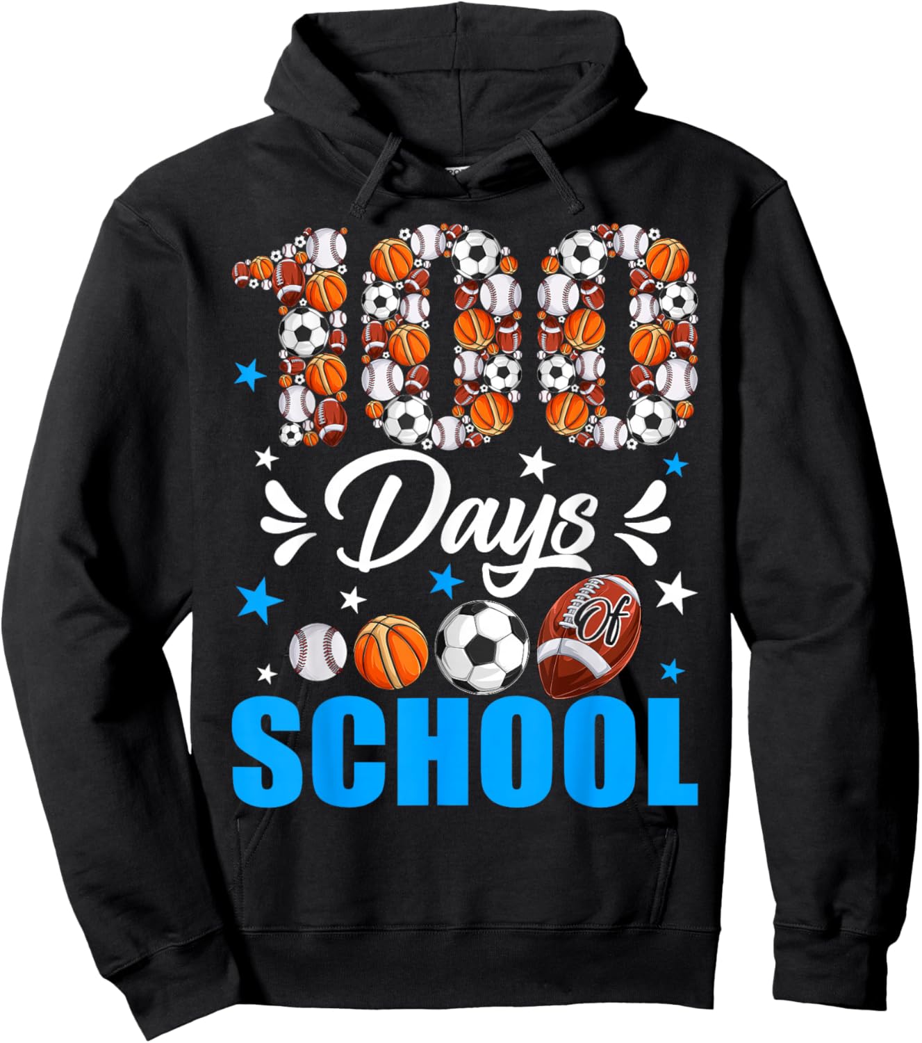 100 Days of School Sport Lovers 100th Day of School Boys Hoodie - Hoodie | Black
