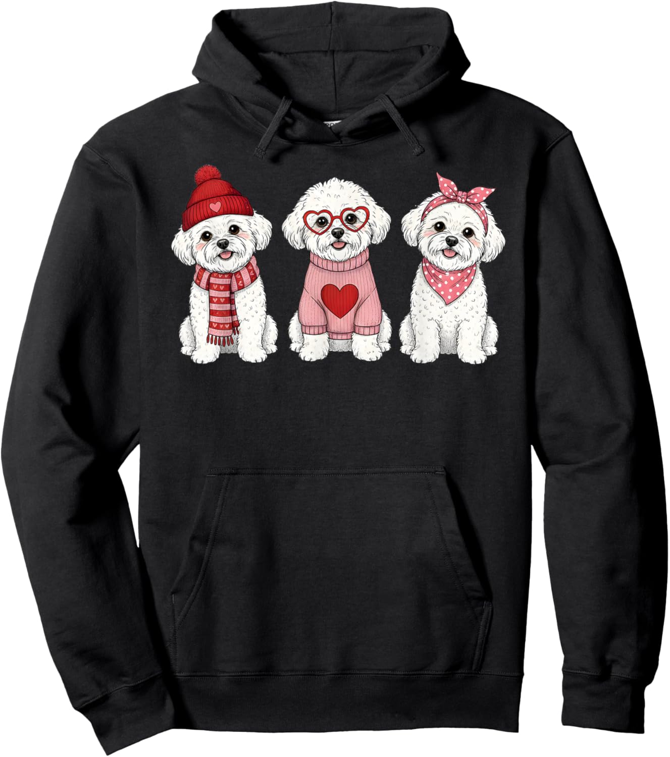 Cute Bichon Frise Valentine Dog Hoodie - Hoodie | Black