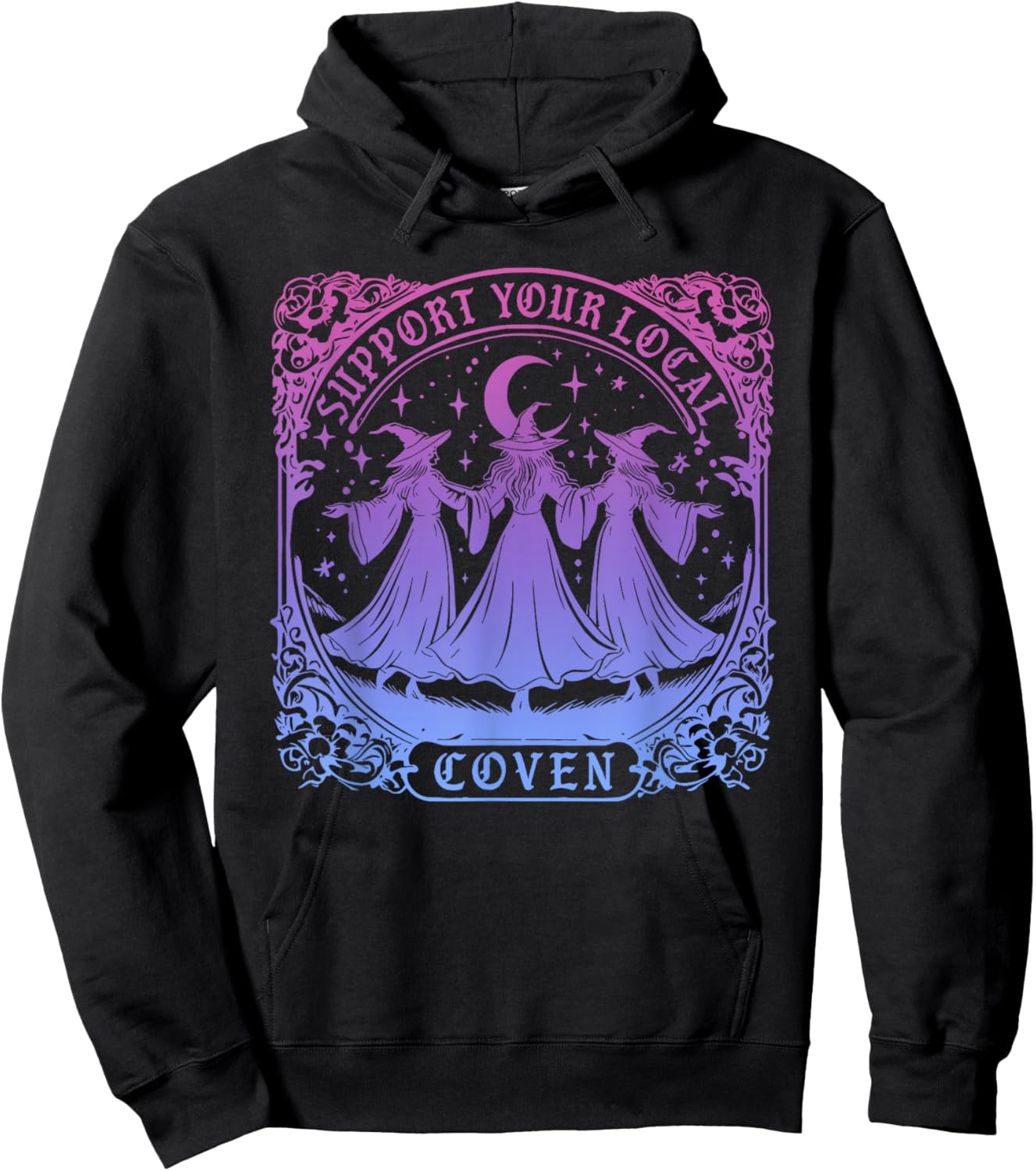 Support Your Local Coven Funny Witch Halloween Hoodie - Hoodie | Black