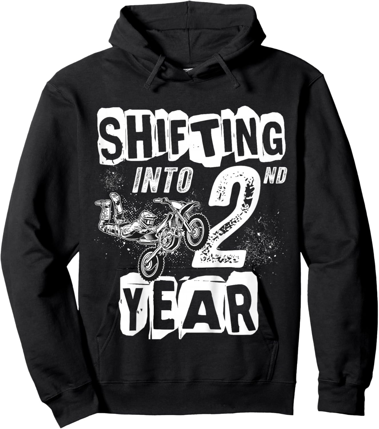 2nd Birthday Party Dirt Bike Boy 2 Years Old Dirt Biker Hoodie - Hoodie | Black