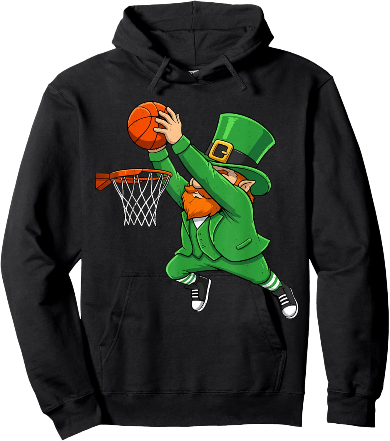 Leprechaun Basketball Green St Patricks Day Sport Boys Kids Hoodie - Hoodie | Black