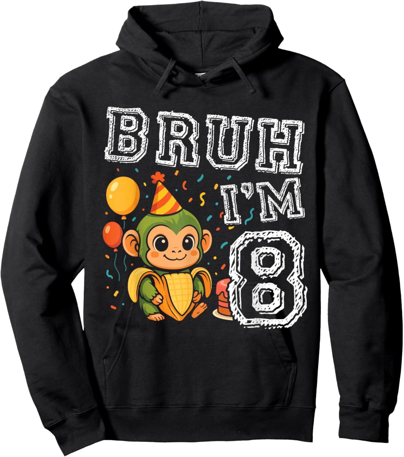 Italian Brainrot Bruh I'm 8 Age 8th Kids Boys Girls Hoodie - Hoodie | Black