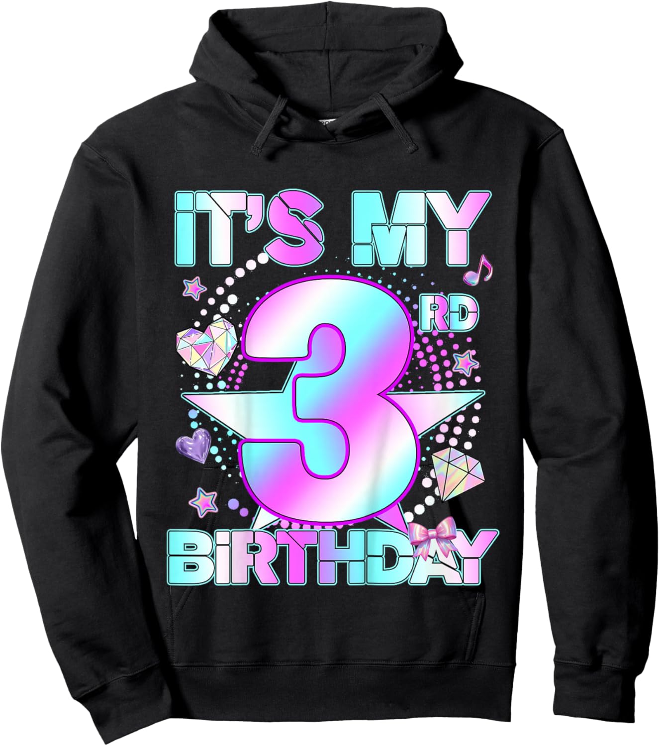 3 Years Old Birthday Kpop Kids Toddler 3rd Birthday Girl Hoodie - Hoodie | Black