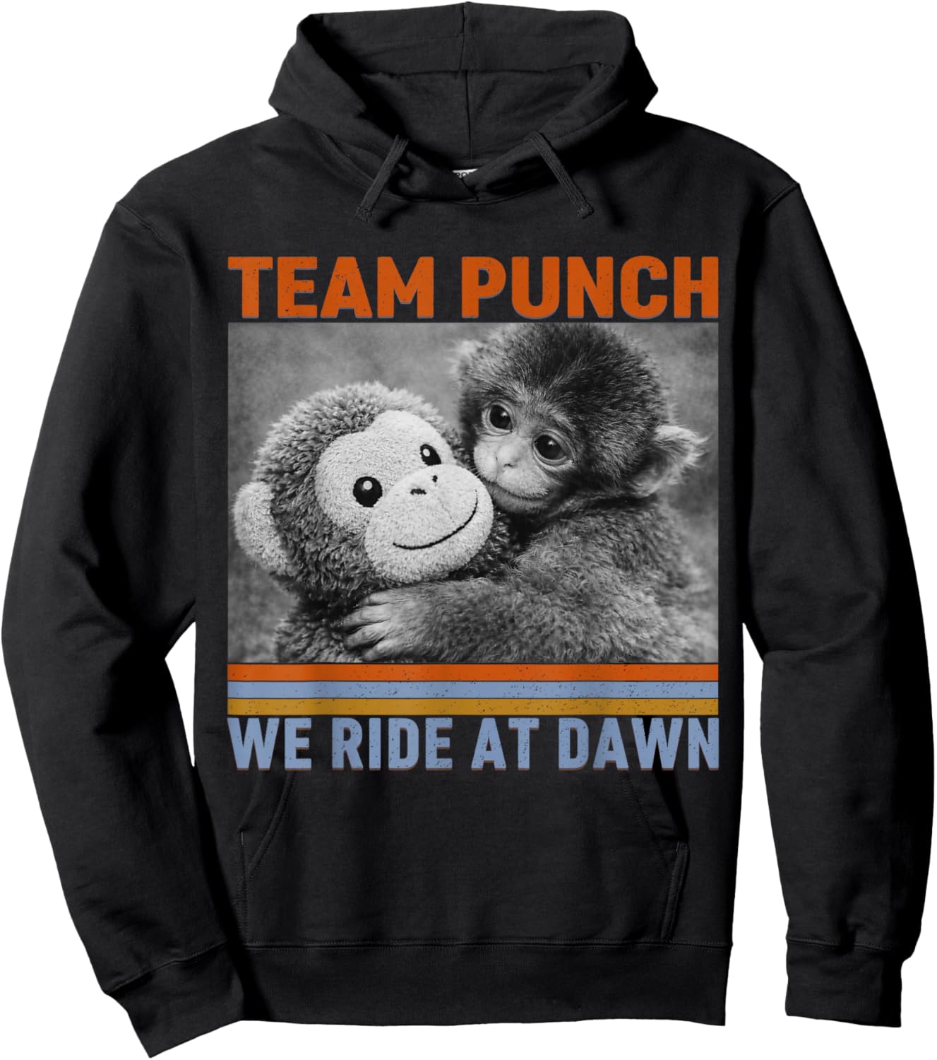 Retro Team Punch Monkey Ride At Dawn Hopecore Hoodie - Hoodie | Black