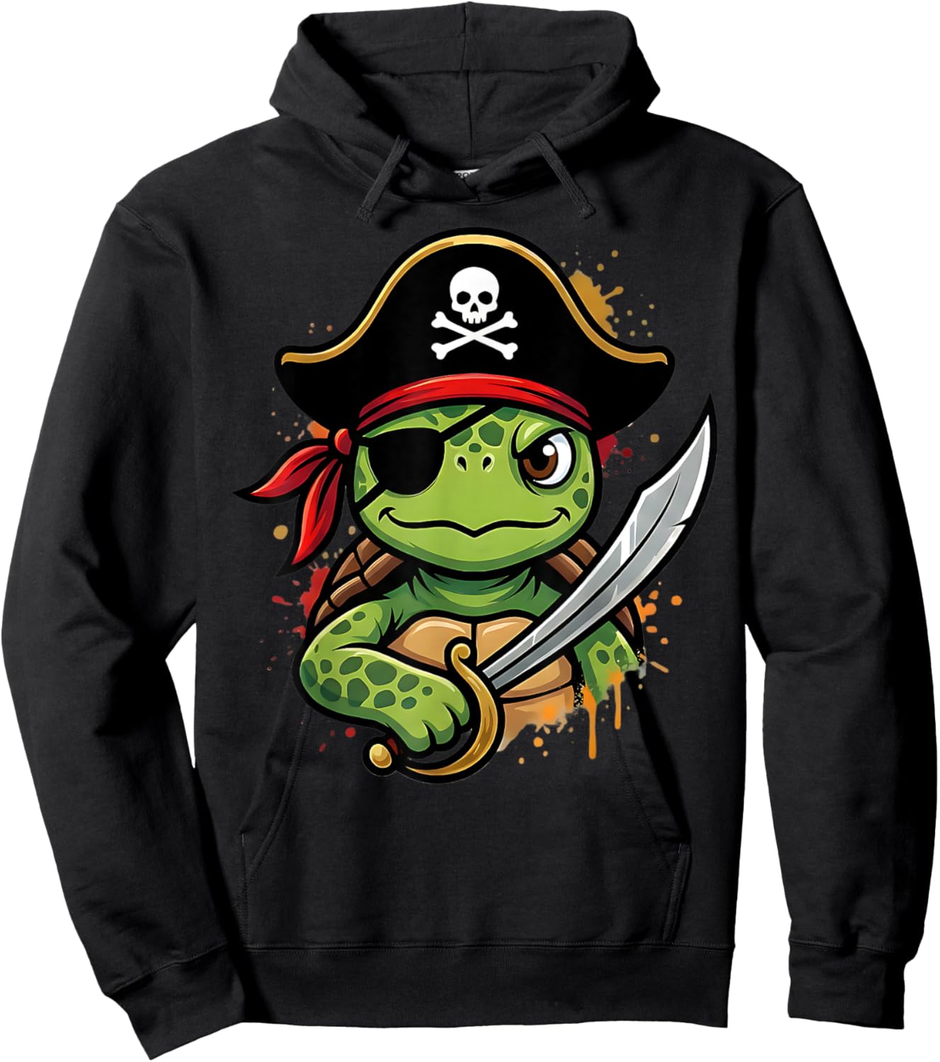 Funny Pirate Turtle Halloween Costume Men Women Boys Hoodie - Hoodie | Black