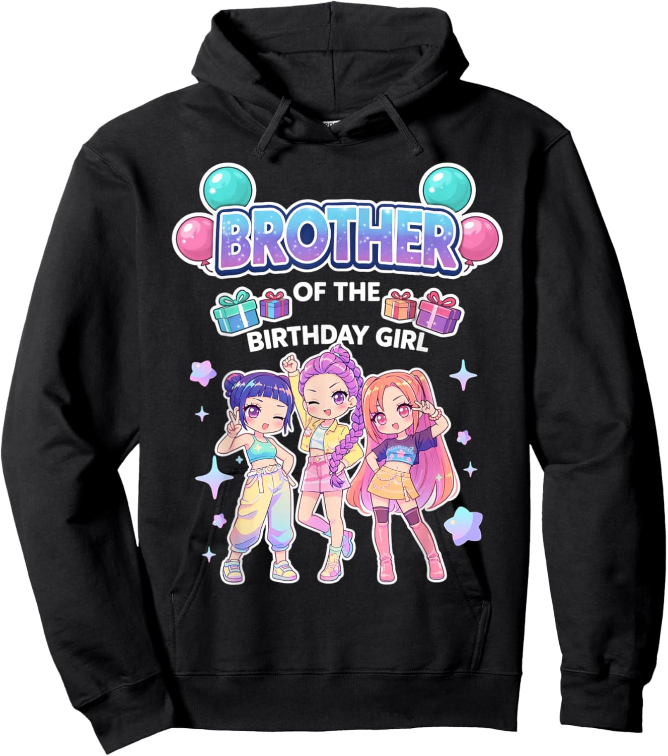 Brother of the Birthday Girl Cute Chibi Funny Korean Pop Hoodie - Hoodie | Black