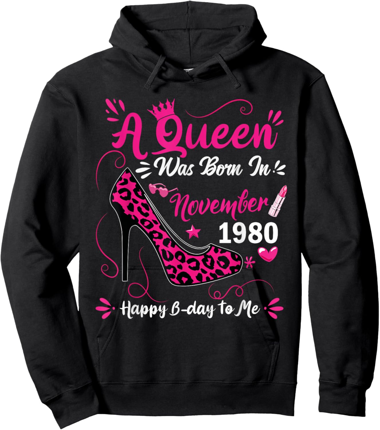 45th Birthday High Heel A Queen was Born in November 1980 Hoodie - Hoodie | Black