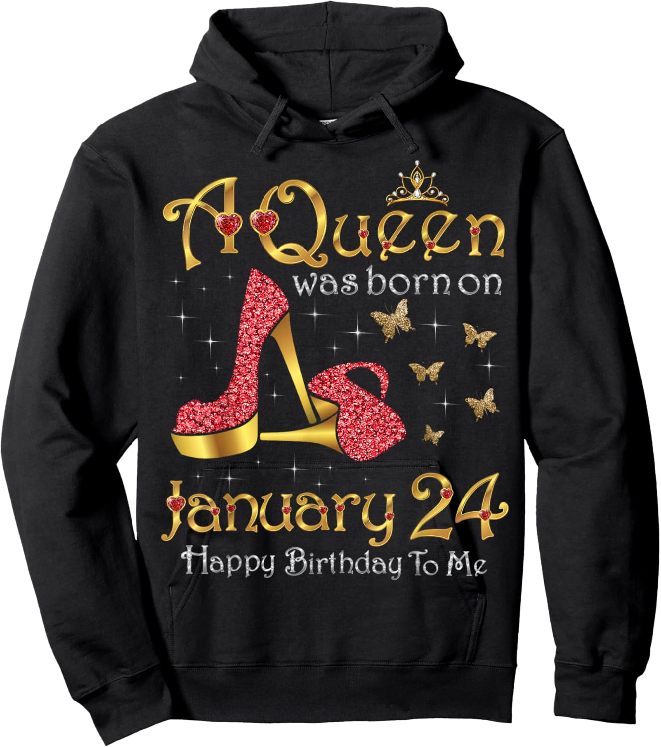 A Queen was Born on January 24, 24th January Birthday Hoodie - Hoodie | Black