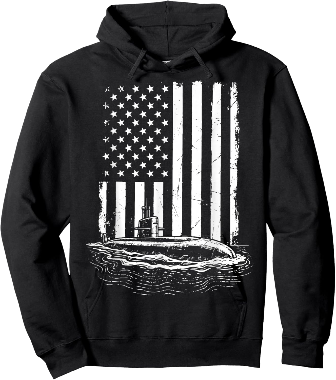 Submarine USA Flag Veteran 4th of July Hoodie - Hoodie | Black