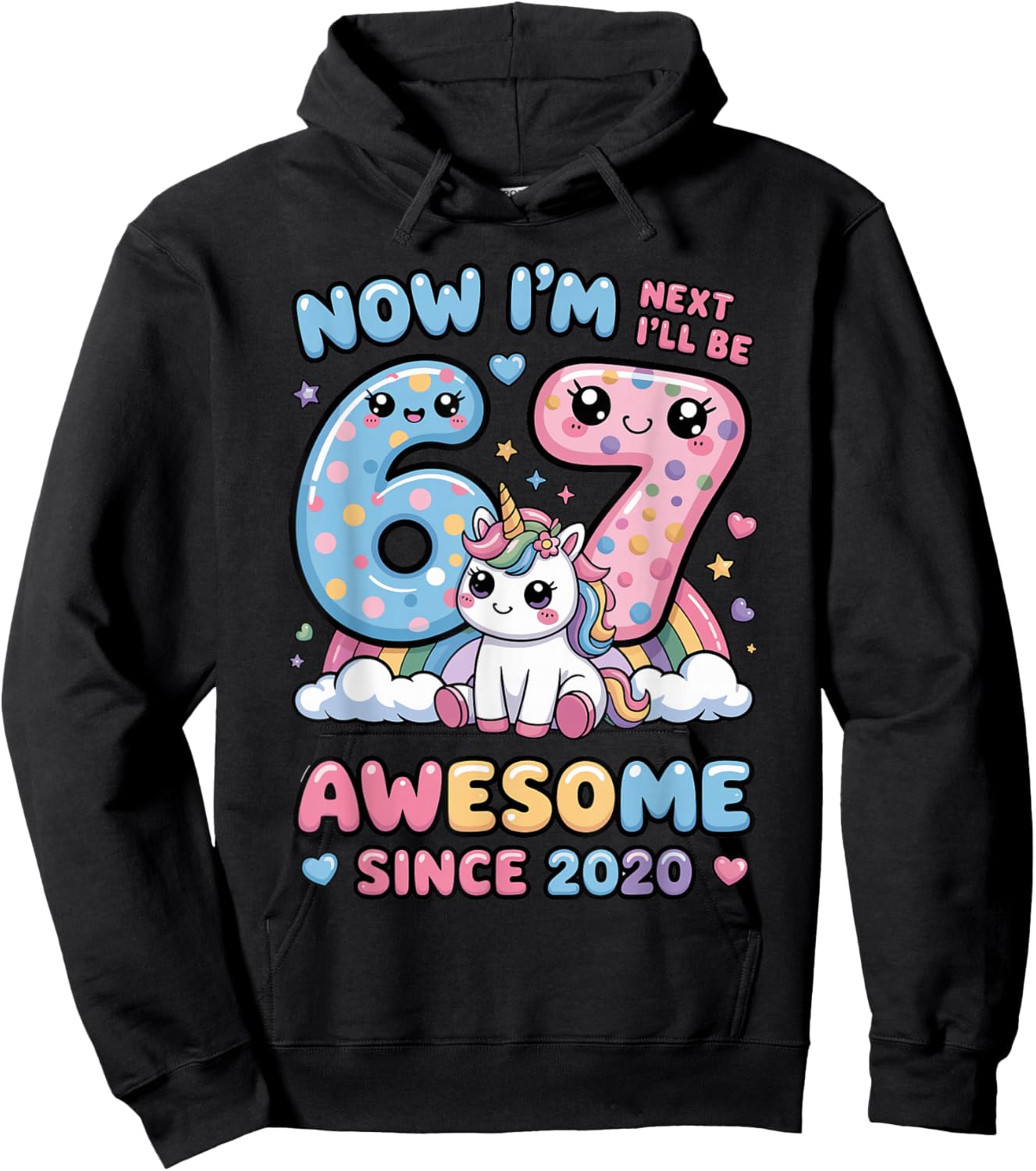 Now I'm 6 Next Year I'll Be 7 6th Brithday Girl for Kid Hoodie - Hoodie | Black