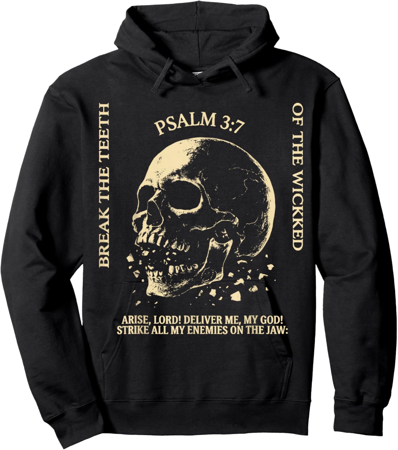 Psalm 3:7 Vintage Skull Christian Religious Bible Verse Hoodie - Hoodie | Black
