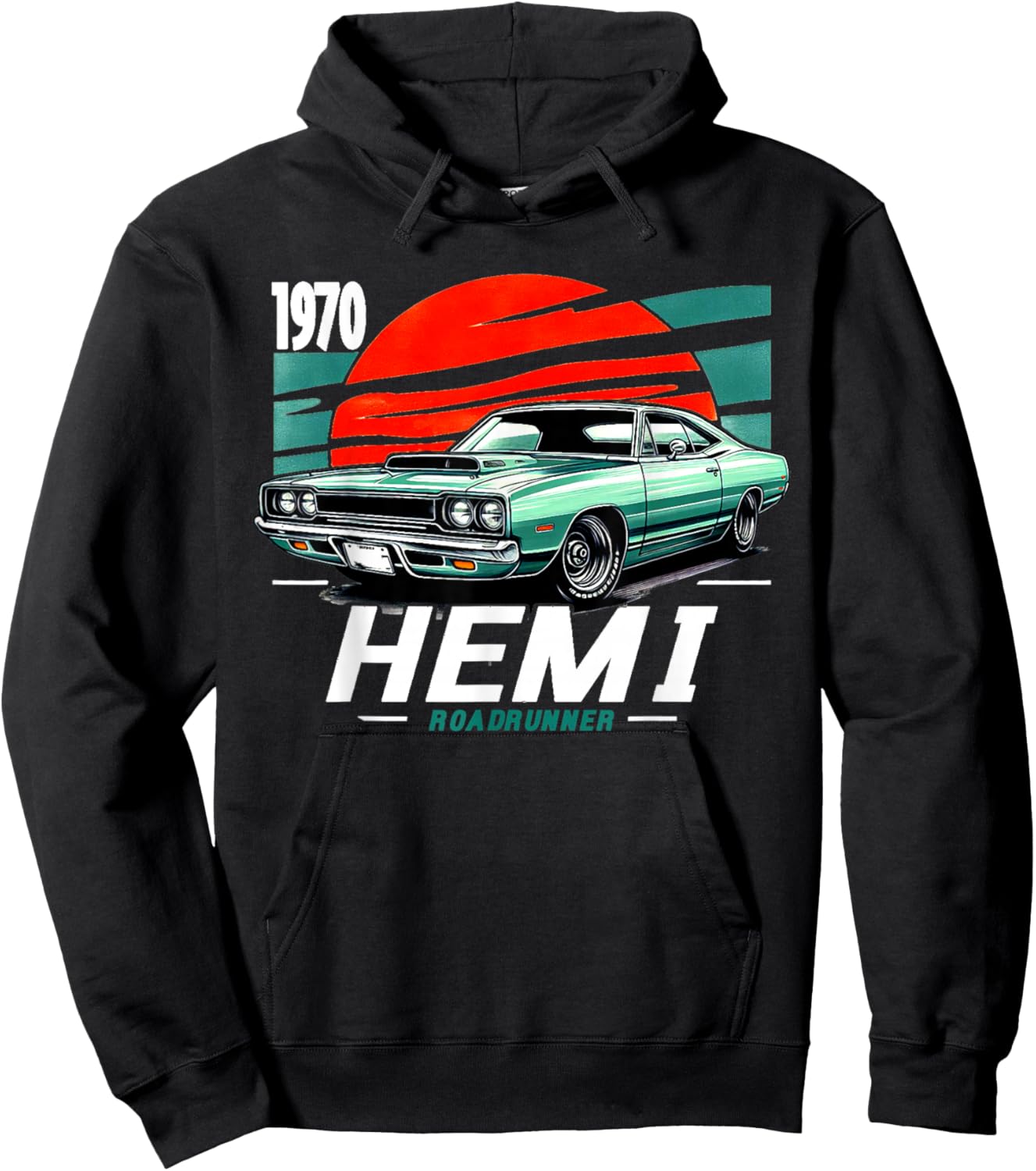 1970 70 Hemi Roadrunner Classic Vintage Old Car USA Flag Hoodie - Hoodie | Black