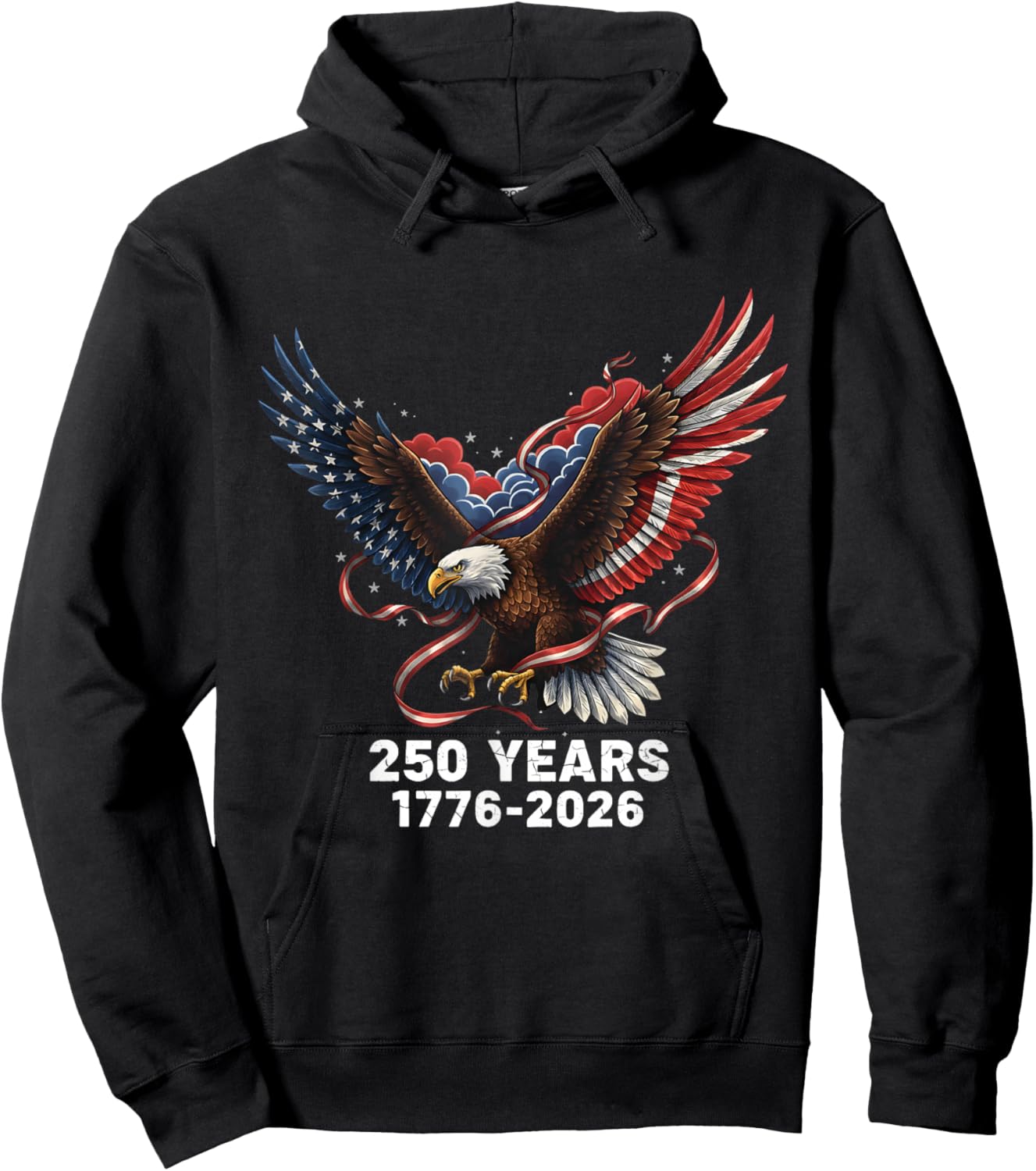 Eagle Flag 250 Years 1776-2026 250th Birthday Hoodie - Hoodie | Black
