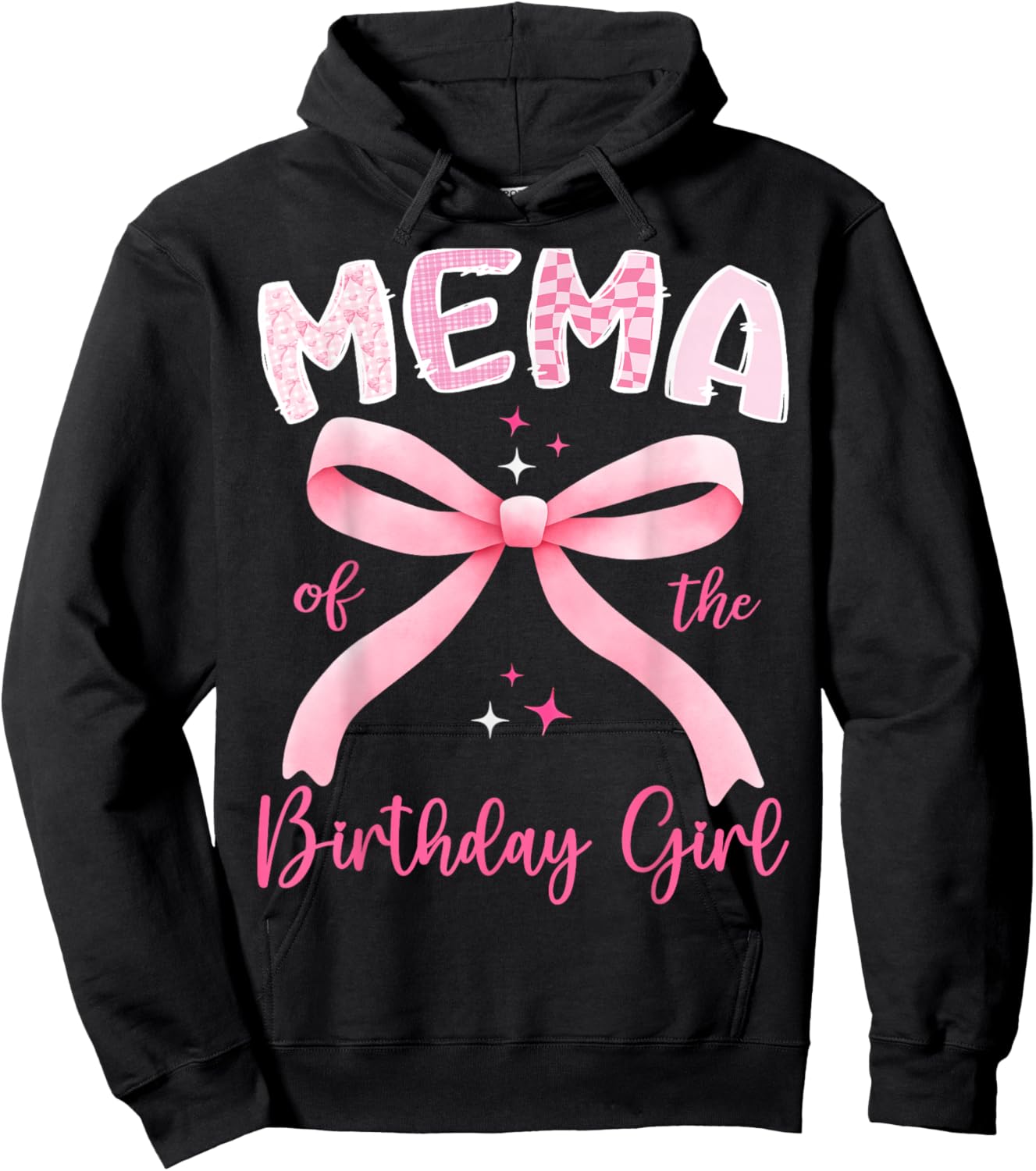 Mema of The Birthday Girl Pink Coquette Bow Family Hoodie - Hoodie | Black
