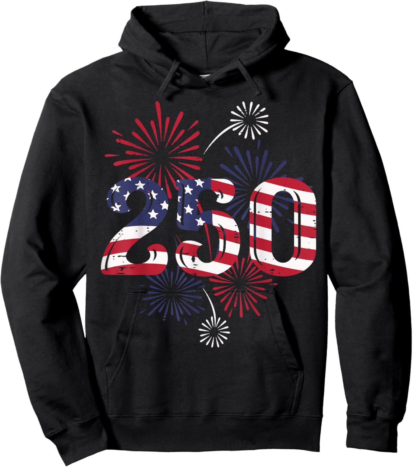 250 America Flag Fireworks 250th Anniversary Women Men Kids Hoodie - Hoodie | Black
