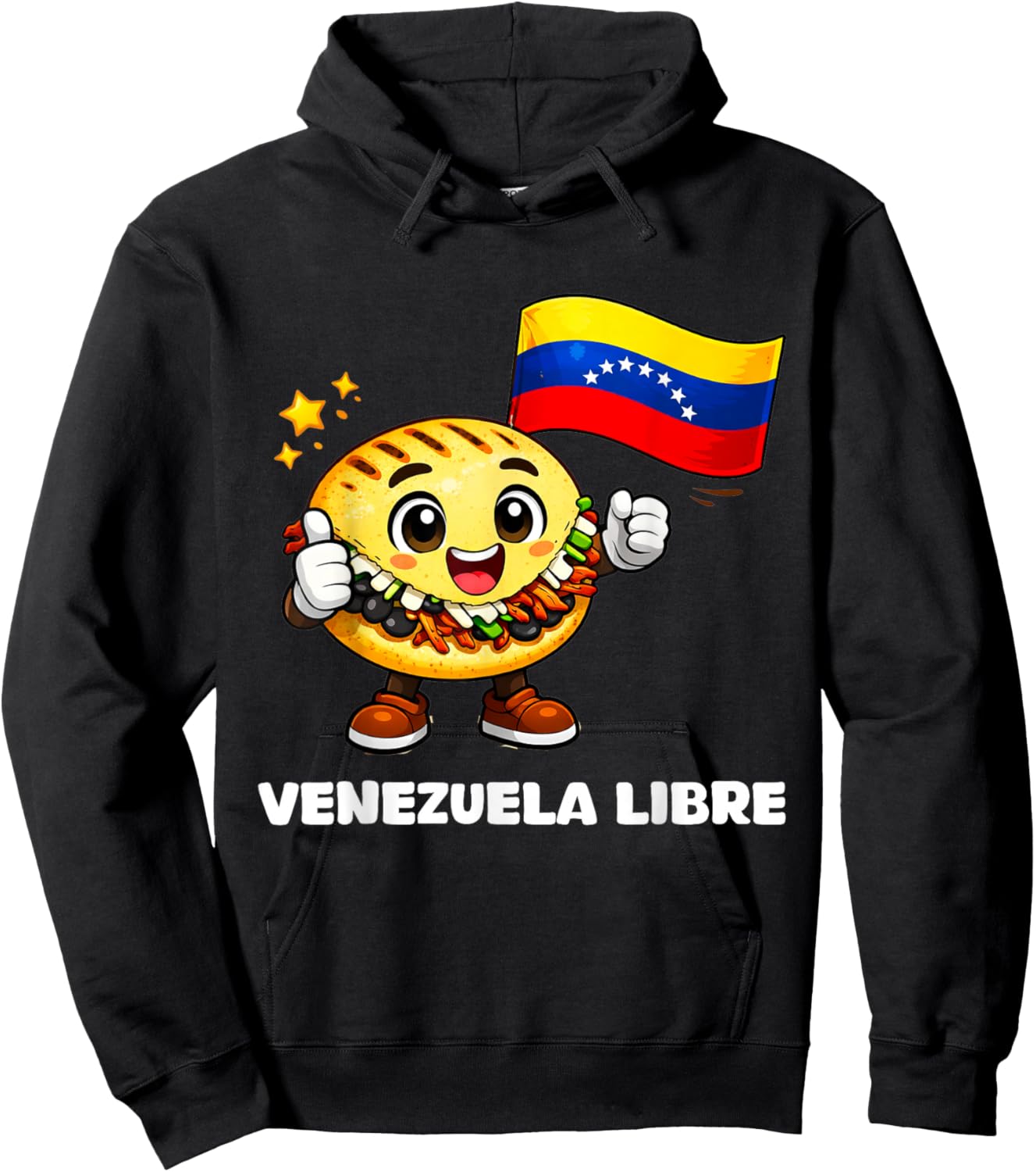 Venezuela Libre Venezuelan Freedom Strong Arepa Flag Hoodie - Hoodie | Black
