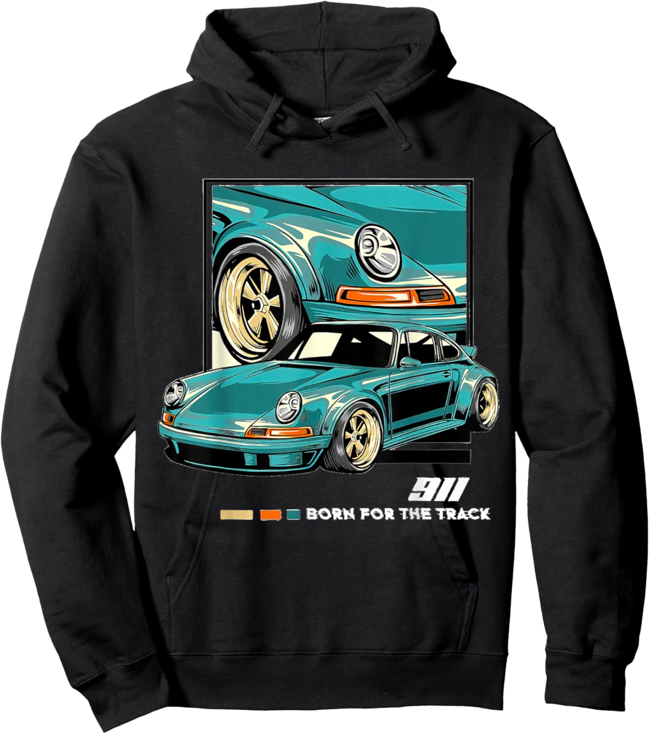911 GT3 RS Classic Vintage Old Car USA Flag Hoodie - Hoodie | Black