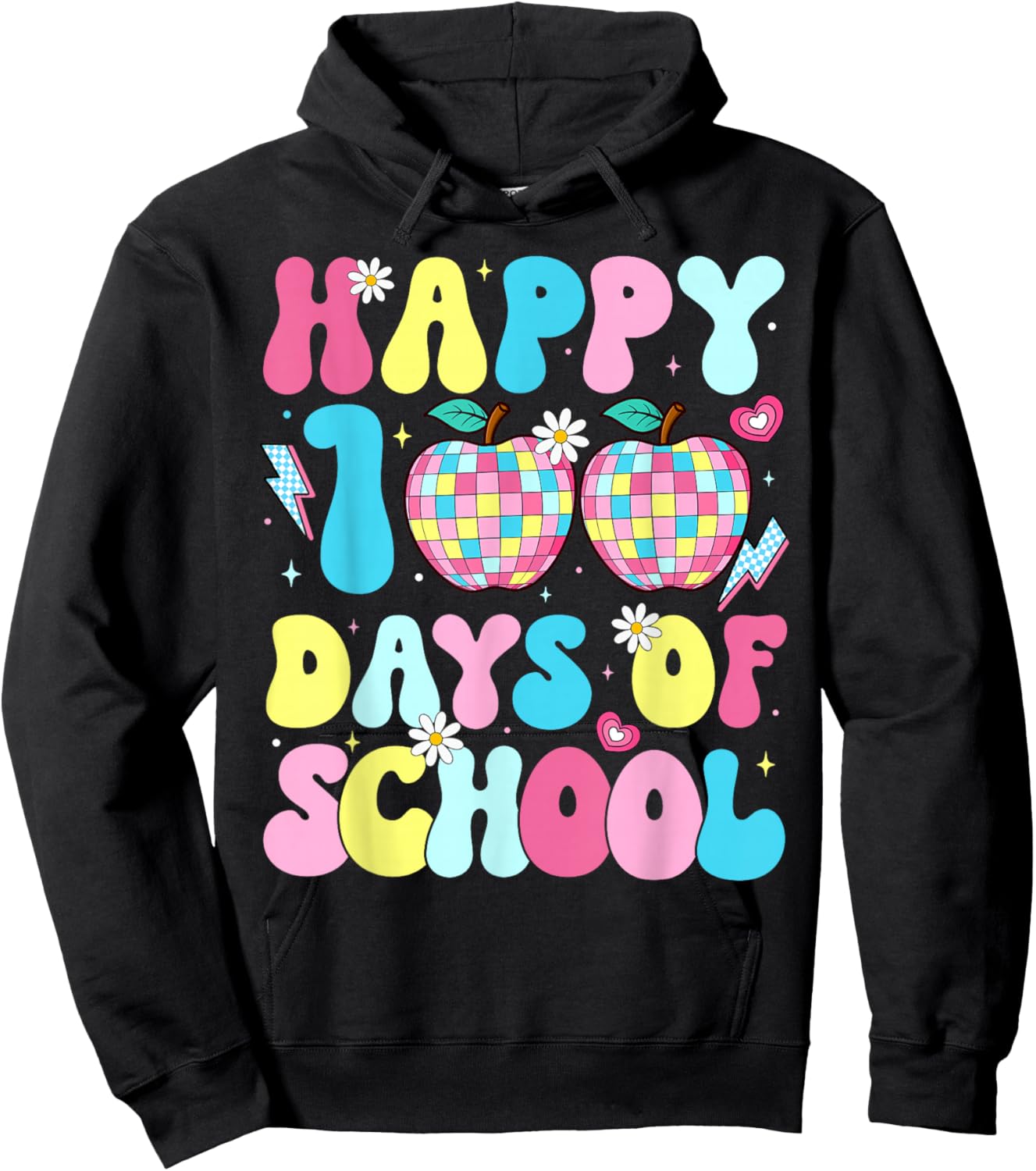 100 Days of School Disco Apple 100th Day Teacher Student Hoodie - Hoodie | Black