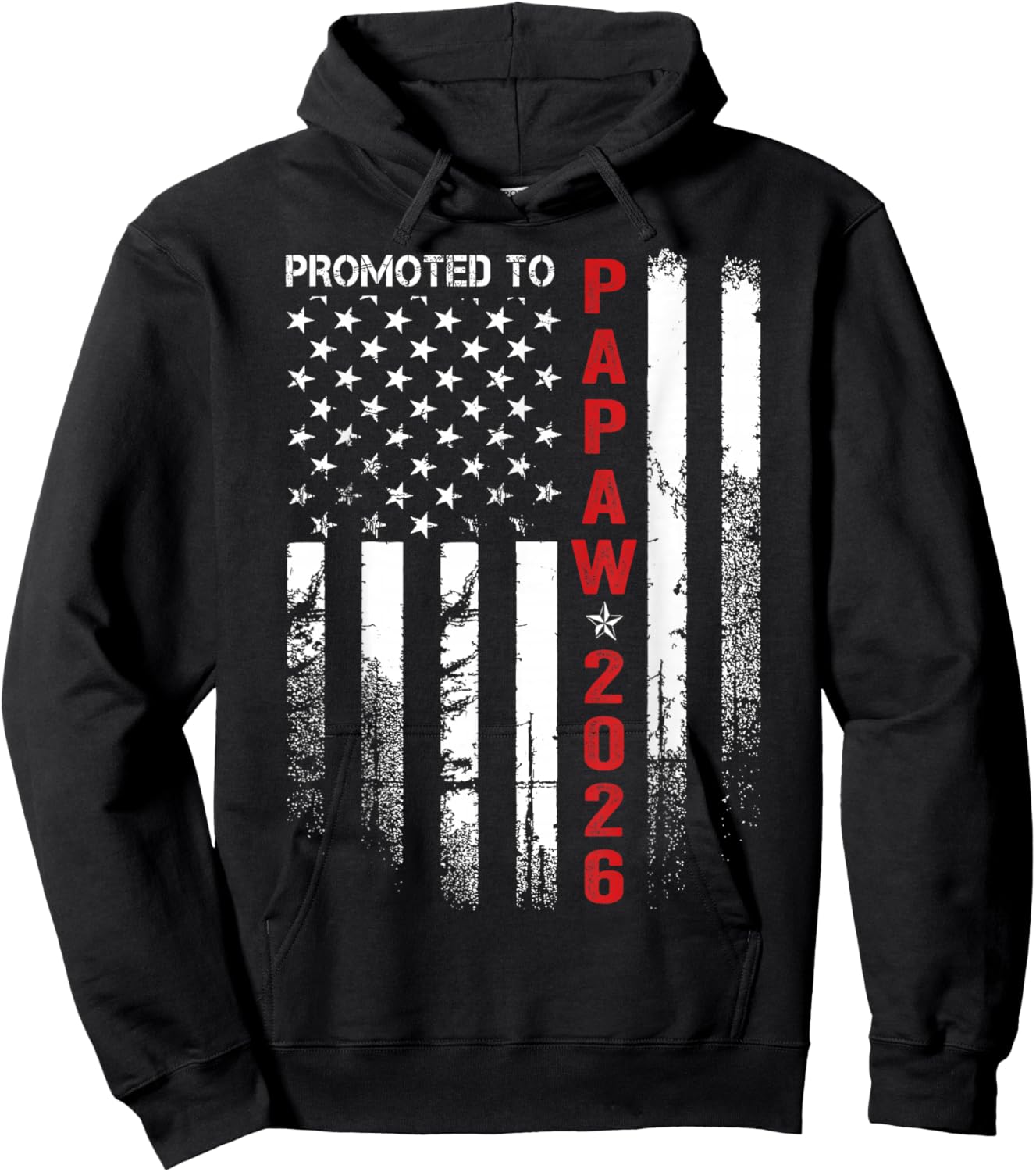 Patriotic Promoted to Papaw Est 2026 First Time Dad Hoodie - Hoodie | Black