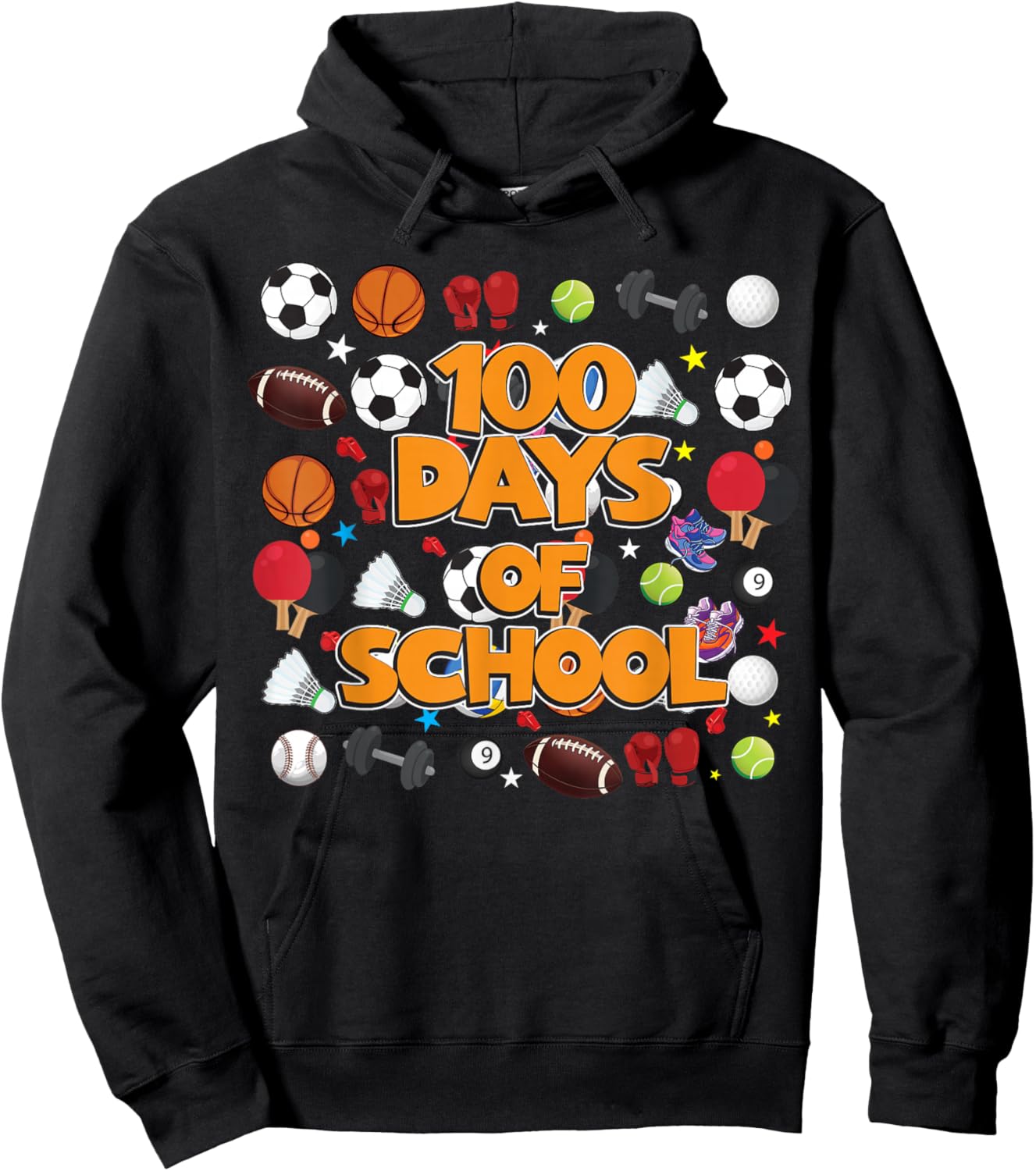 Happy 100 Days of School PE Teachers Kids Boys Girls Hoodie - Hoodie | Black