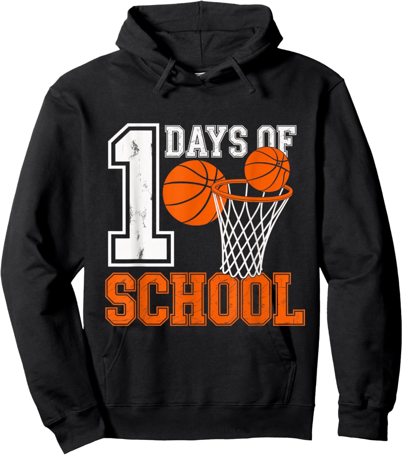 Retro 100 Days School Basketball Kids Hoops Art Hoodie - Hoodie | Black