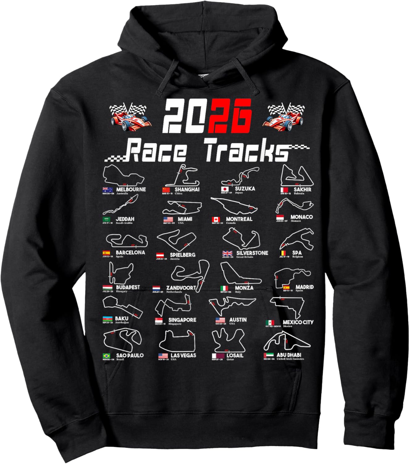 2026 Motorsport Racing Car Schedule Hoodie - Hoodie | Black
